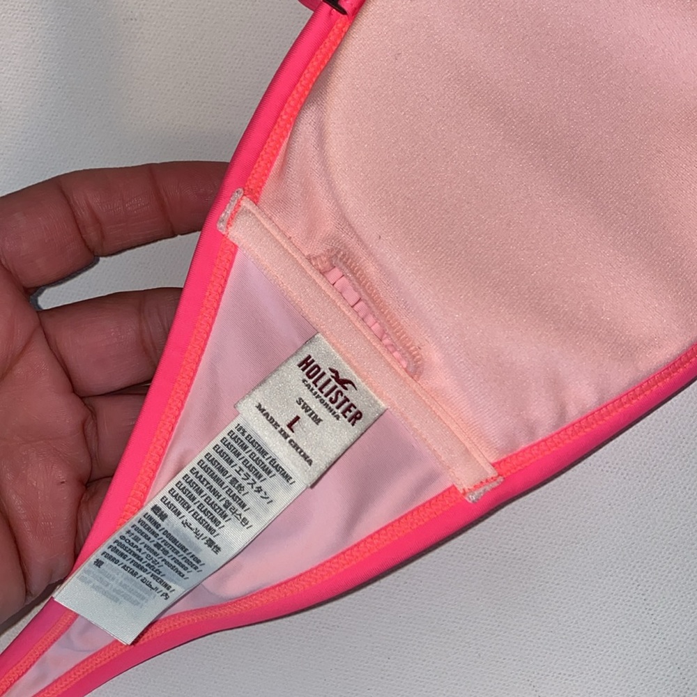 Hollister Pink bikini swimsuit fringe padded top. - Picture 3 of 5